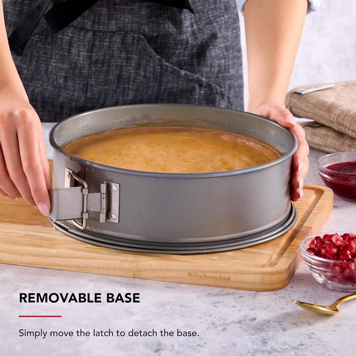 Форма для випічки KitchenAid Springform, алюмінієва з антипригарним покриттям, срібна, 25.4 см