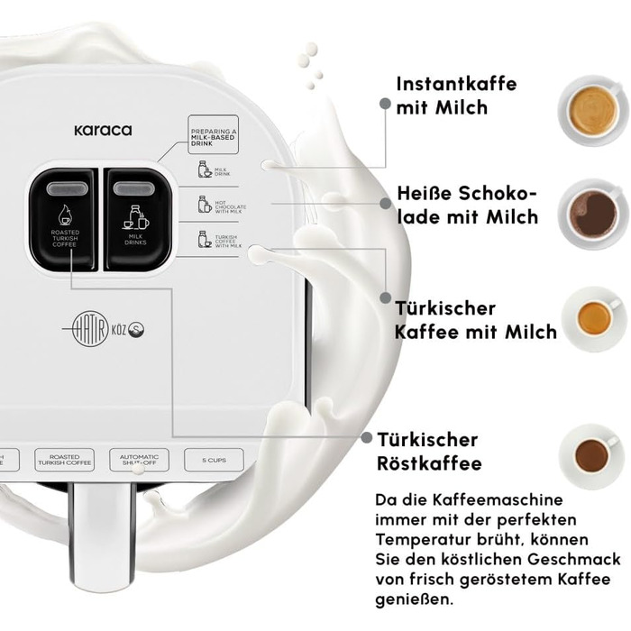 Кавомашина KARACA Hatır для приготування турецького кави з функцією обсмажування, 535W, 5 чашок, автоматичне нагрівання, антрацит