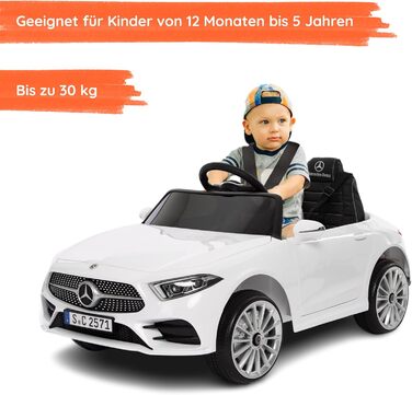 Дитячий електромобіль Mercedes CLS 350 AMG, ліцензія, 12V, шкіряні сидіння, пульт, MP3, білий
