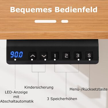 Електричний столик-трансформер COSTWAY 120x60 см з пам'яттю, для дому та офісу (білий, натуральний)