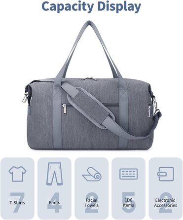 Ручна поклажа Narwey 40L Grey (45x36x20 см) - Сумка вихідного дня/Спорт для жінок та чоловіків