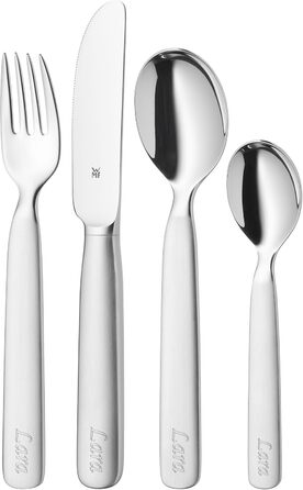 Набір дитячого столового прибору WMF First Lyric, нержавіюча сталь, 4 шт., для дітей від 3 років, Cromargan, з гравіюванням