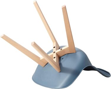 Обідні стільці скандинавського стилю, ретро-дизайн, м'які, для кухні/офісу, з масивних букових ніжок (набір 6 шт., темно-синій)