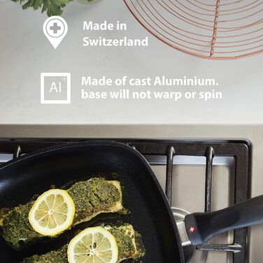Сковорода Swiss Diamond 20,3 см - Індукційна сковорода HD з антипригарним покриттям з алюмінію з алмазним покриттям - без PFOA, придатна для миття в посудомийній машині та духовці Сковорода, сіра 20 см Безпечна для індукції