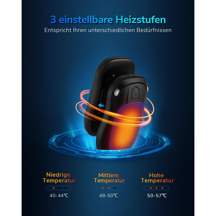 Електричний нагрівач для рук, перезаряджуваний, USB, 2 шт. (блакитний)