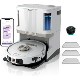 Робот-пилосос Shark PowerDetect 2-в-1 з функцією миття, самостійна очистка, навігація 3D LiDAR, уникнення перешкод, керування через додаток, білий, AV2810ZEEUWH