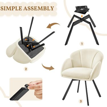 Офісний стілець Yaheetech 360° обертовий, оксамитовий, з подвійним сидінням, бежевий - для офісу, спальні, вітальні