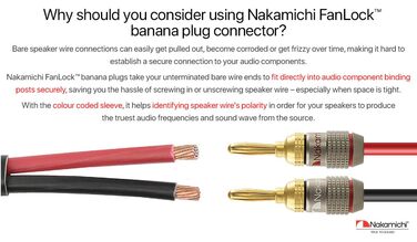 Банан-штекери Nakamichi FanLock 24K з позолоченим покриттям, 10-18 AWG, 4 мм, 24 шт. и (12 пар) для Hi-Fi аудіо