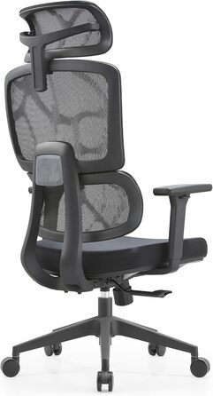 Ергономічне крісло для офісу Ella Rhae Premium - чорне, з сітчастою спинкою