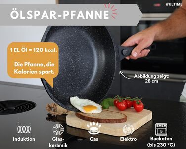 DIVORY Сковорода-гриль 28x28 см з виливом та знімним ручками - для стейків, індукційна, з антипригарним покриттям, з щипцями та захистом для сковороди (Чорний, 28 см)