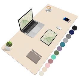 Килимок на стіл Niviy з екошкіри XXL (120x60 см), водонепроникний килимок для миші та захисна підкладка для офісу та дому, бежевий