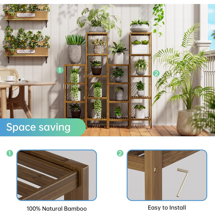 SMIBUY Поличка для ванної кімнати, 5 рівнів, бамбукова поличка, органайзер, багатофункціональна поличка для вітальні, спальні, кухні. 5 полиць (5 полиць, горіх)