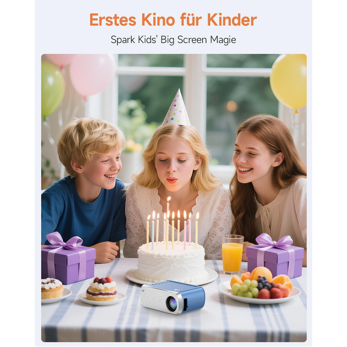 Mini Beamer Bluetooth WiFi: Портативний проєктор 1080P для телефону iPhone/Android, домашній/зовнішній, сумісний з USB/HDMI/Fire Stick/PS5