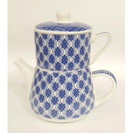 Чай для одного 'Nippon порцеляновий Paisley/Lines Blue