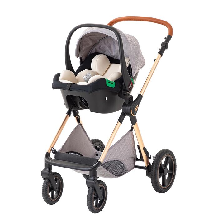 Дитяча коляска Shineey 3 в 1, шасі з алюмінієвої сплави, сірий колір (H2 GREY)