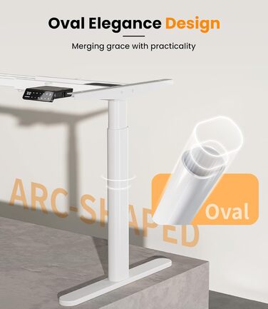 Електричний регульований стіл MAIDeSITe EL2 Pro Art з овальною основою, Dualmotor, 180 кг, 4 пам'яті, захист від зіткнень (білий)