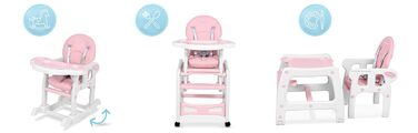 Дитячий стільчик Ricokids Sinco 5в1 - регульований, з функцією гойдання, рожевий