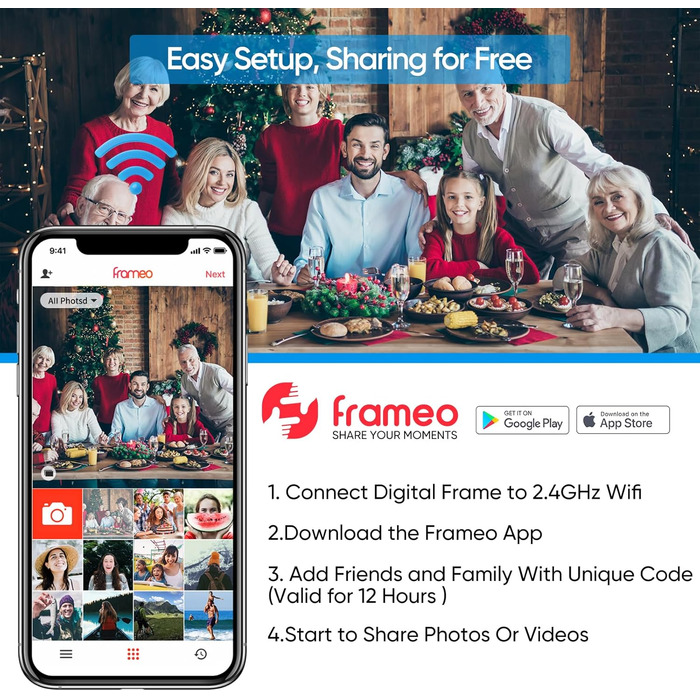 Цифровий фоторамка ARZOPA 15.6 дюймів: безлімітний хмарний сховище, віддалена передача фото та відео, FHD сенсорний екран. Подарунок на святкові дні. Модель D15 (Чорний)