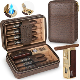 Портативний цигарний вологозбережувач та запальничка Scotte для подорожей (на 7 сигар)