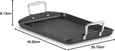 Гриль-пательня LE CREUSET з антипригарним покриттям, 35 см, для всіх типів плит (включно з індукційними), алюміній, сірий/срібний