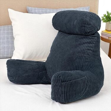 Подушка для читання Bananair для ліжка та дивану з корду. Знімна, пральна накидка. М'яка та комфортна, з підтримкою спини та підлокітниками. Ергономічна сидіння (Крем-білий).