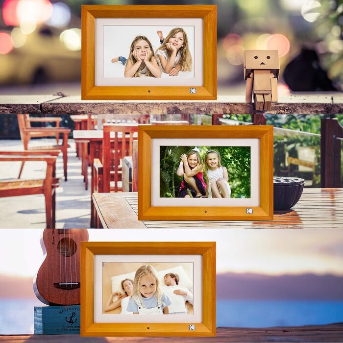 Цифровий фоторамка Kodak 10 дюймів з акумулятором, Wi-Fi, 32 ГБ, сенсорний HD IPS екран, фото/відео/музика, відтворення через додаток, Burlywood
