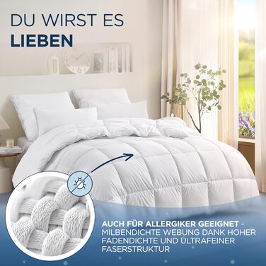 Плед з пуху та пера 135x200 см - сертифікована Oeko-Tex ковдра з м'якого пуху та пера - ковдра з пуху - сертифікована RDS літня та зимова ковдра - Duvet - ковдра на всі сезони 135 x 200 см