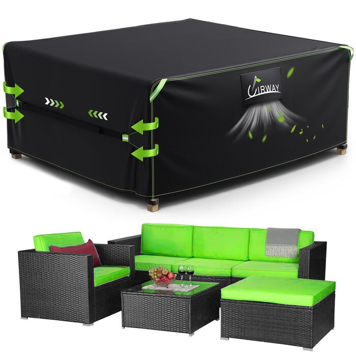 Чохол для садово-патіо меблів UIRWAY, 200x200x90 см, водовідштовхувальний, з вентиляційними отворами та світловідбиваючими смугами