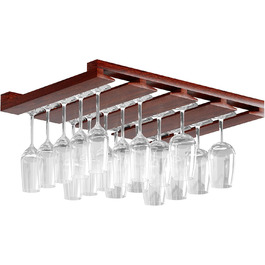 Настінна полиця для келихів Rustic State Eze, 4 секції, на 12 келихів, 30.5 см, махагон