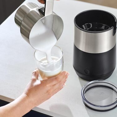 Тчібо Індукційний спінювач молока, без пригорання, миється в посудомийній машині, теплий та холодний молочний пінок, для лате макіато, капучино та какао, кремовий білий