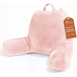 Підкуштунок Sasttie для читання з велюровою спинкою, подушка для підтримки спини для дорослих, з підлокітниками для читання на ліжку, дивані, підлозі, в гуртожитку, аксесуар для читання, персиковий, 18 дюймів, персиковий рожевий