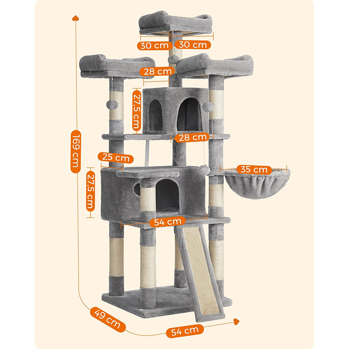 Котяче дерево ФЕАНДРЕА, гігантське котяче дерево, 169 см, світло-сірий колір PCT019W01