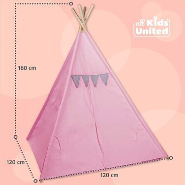 Дитячий намет-типі з натуральних матеріалів для дому та вулиці (рожевий)