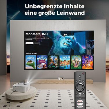 Портативний проєктор Beamer 4K з Dolby Audio, HDR10, WiFi6, Bluetooth 5.4, Auto Fokus, для домашнього кіно та перегляду спортивних подій, білий