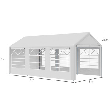 Outsunny Альтанка Marquee Garden Marquee Садова альтанка з 4 боковинами Вікно Поліестер+Метал Білий 3x6м | Аосом
