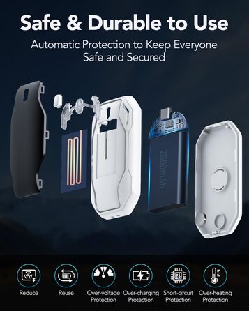 Електричні грілки для рук PHEJIE, 2 шт. - 3 режими нагріву, портативні, для активного відпочинку, кемпінгу, подарунок для жінок та чоловіків (чорний/білий)