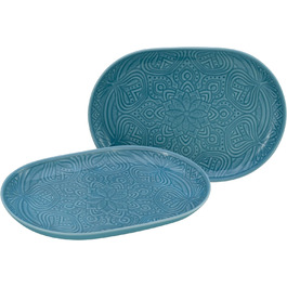 Набір посуду Orient Mandala Series 18шт Набір порцелянових тарілок (набір тарілок 2шт, аквамарин), 21627