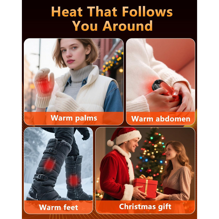Електричні грілки для рук 2 шт. - Магнітні кишенькові грілки AI, що заряджаються, 36 годин тепла, багаторазові грілки для рук, компактні грілки для дітей, чоловіків, жінок, білий (дисплей, чорний)