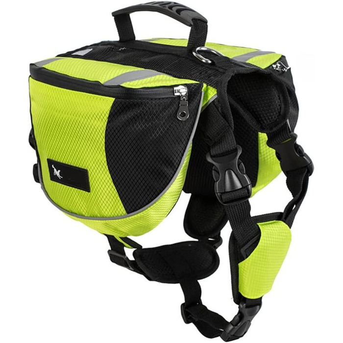 Сідельна сумка, рюкзак для собак середнього розміру, рюкзак для подорожей, походів, тренувань, світловідбиваючий водонепроникний регульований жилет з ручкою (зелений, м (собака 18 кг - 28 кг) зелений м (собака 18 кг - 28 кг