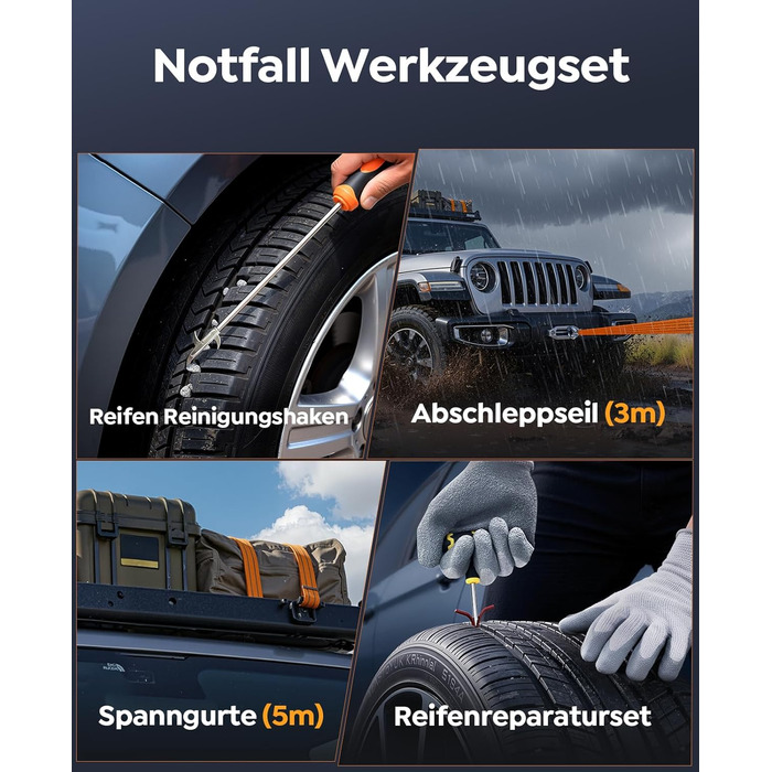 Powerbank 16 в 1 з компресором 160PSI, 27000mAh для авто: старт, світло, інструменти