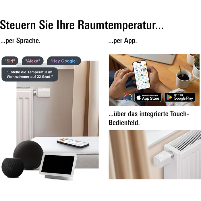 Eve Thermo (Matter, 5-те покоління) - Розумний термостат на радіатор, економія тепла, сумісний з Alexa, Apple Home, Samsung SmartThings, Google Home, Matter