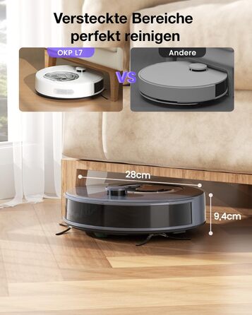 Робот-пилосос OKP L7G 3-в-1 з функцією миття, 6000Pa, LiDAR, 150 хв, WiFi, Alexa, для тварин, килимів, твердих підлог, сірий