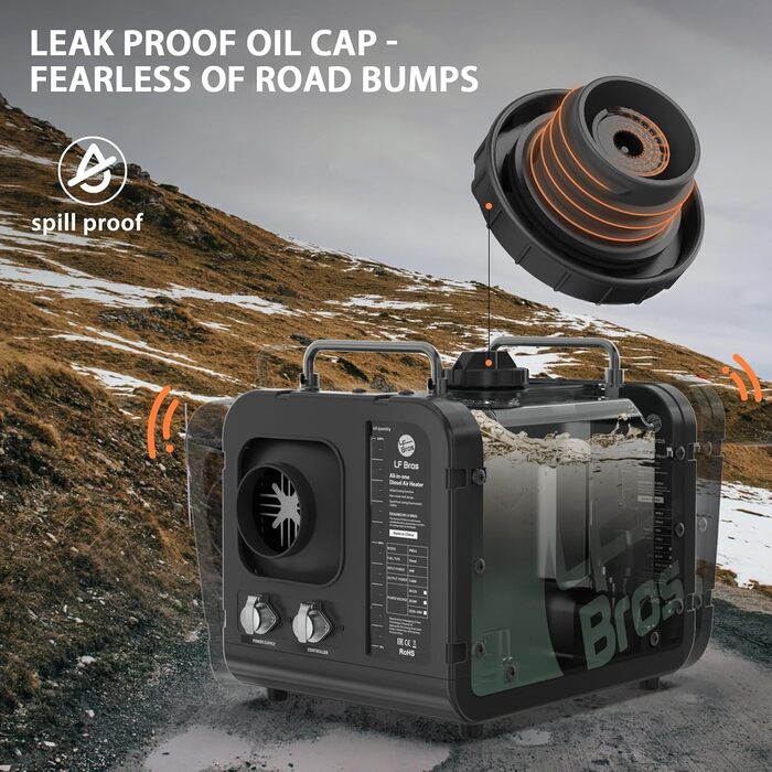 Дизельний опалювач LF Bros 5 кВт - 12/24/220-240В з дистанційним керуванням та LCD-дисплеєм (білий)