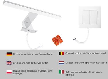 Дзеркало для ванної кімнати HAJDUK FURNITURE з підсвічуванням 4000K IP44 Sonoma, 70x60 см - з полицею та LED