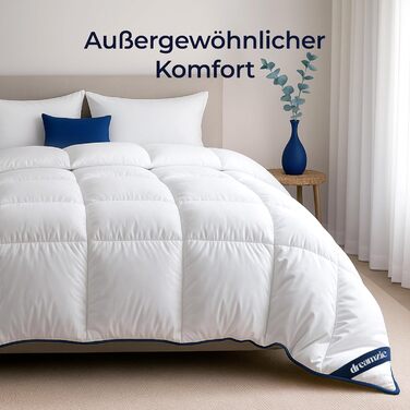 Пухова ковдра Dreamzie 200x200 см - тепла зимова ковдра з пухом та пером, 450 г/м², сертифікат добробуту тварин