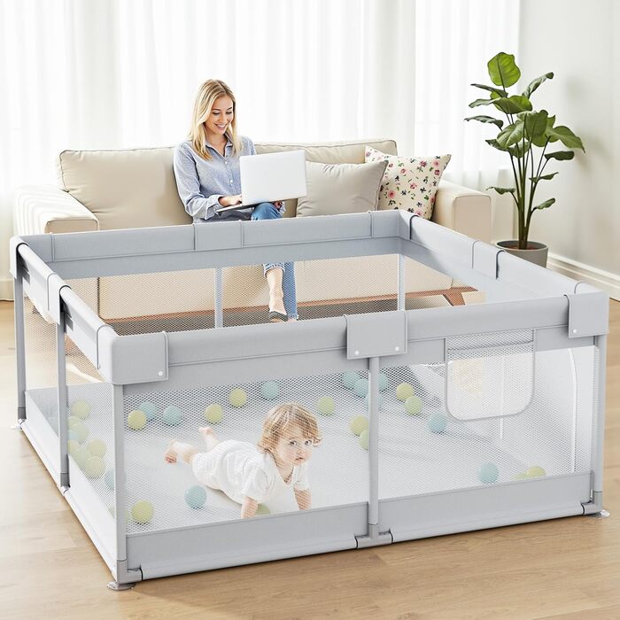 Дитячий манеж-ігровий центр 120x120 см, сірий - безпечний простір для малюків