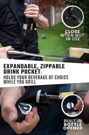 Фартук кухарський Dalstrong Professionelle Kochschürze – чорний, для приготування їжі та грилю, з регульованими лямками та сумкою для зберігання