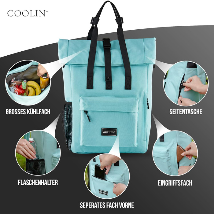 Терморюкзак Coolin' Kühlrrucksack 30L: для пікніків, пляжу, походів. Білий (М'ятний)