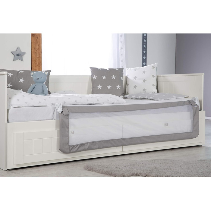 Захисний бортик для ліжка Roba Klipp-Klapp 150x40 см (Сірий) - складаний бортик від випадання для немовлят та дітей, висота 50 см