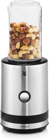 Блендер WMF Kult X Mix & Go Mini - електричний шейкер з пляшкою 600 мл, срібно-чорний, комплект аксесуарів 3 шт.